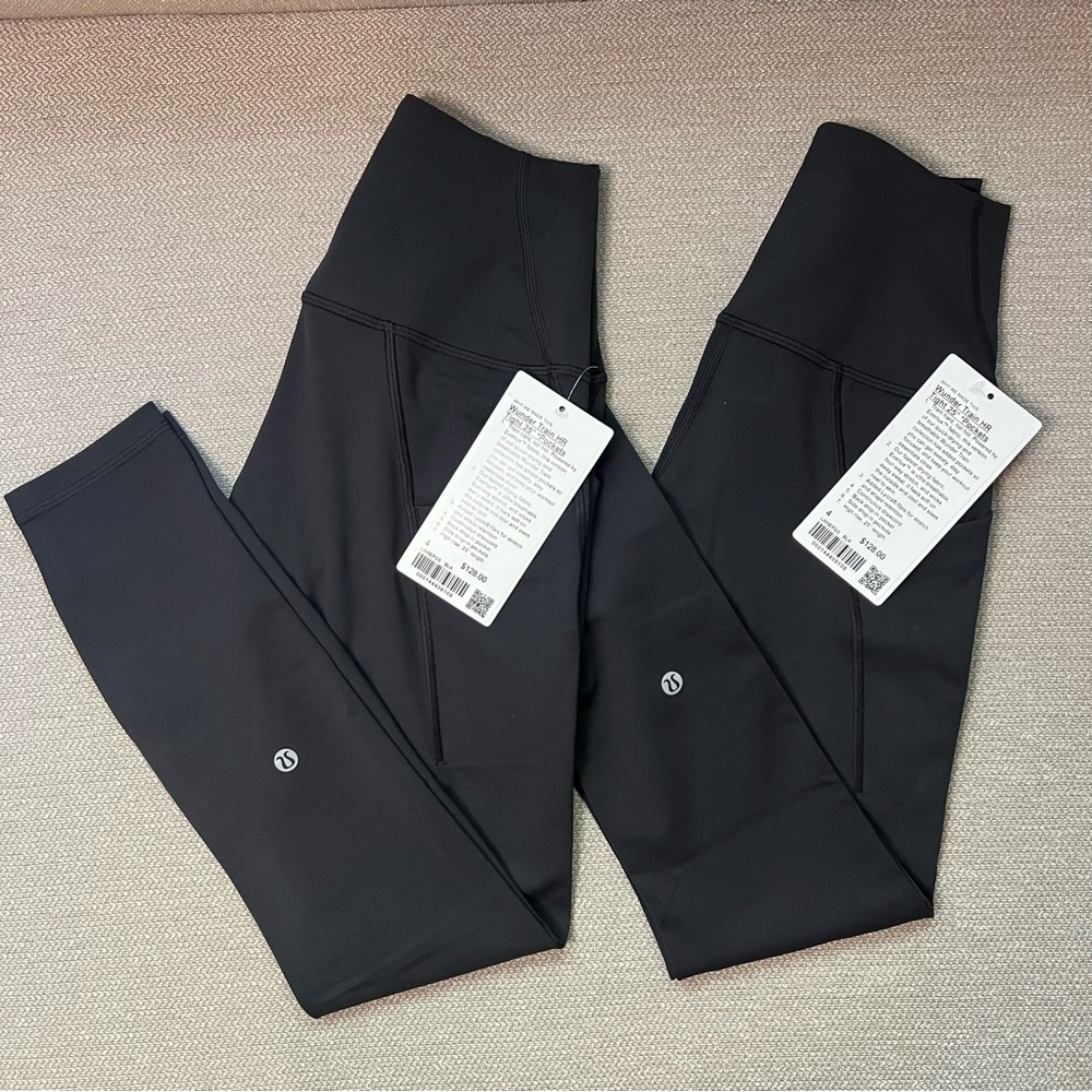 NWT (2) lululemon Wunder Train Pockets Black - TWO pairs